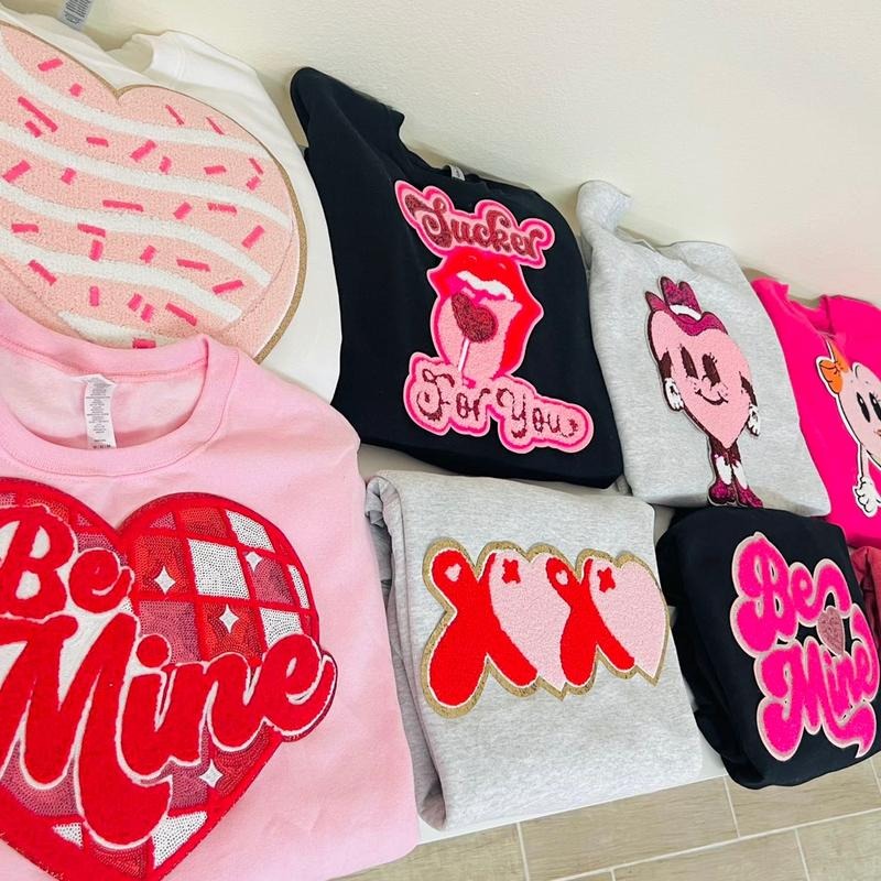 Surprise Valentines Day Chenille Patch Sweatshirt T-Shirts, Hoodie | HypeCrazeTee.com