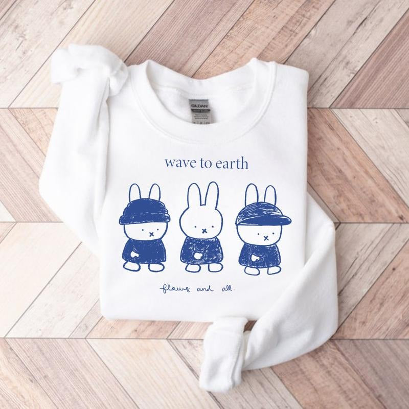 Sweatshirt Wave To Earth Miffy Cute Soft , Sweatshirt Unisex Graphic Tops T-Shirts, Hoodie | HypeCrazeTee.com