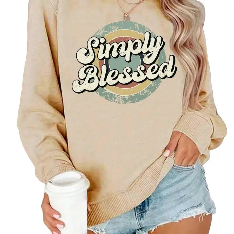 Sweatshirt for Women Letter Graphic Print Long Sleeve Crewneck Pullover Tops T-Shirts, Hoodie | HypeCrazeTee.com