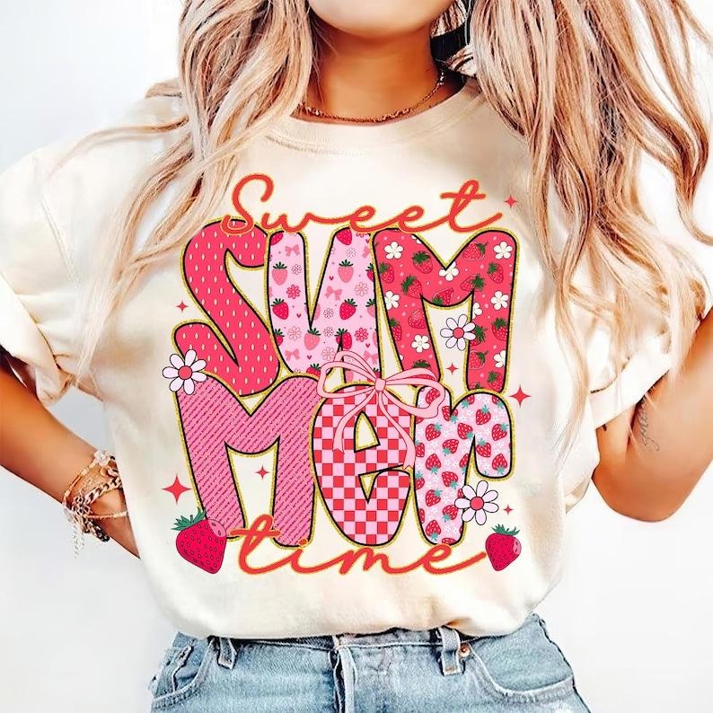 Sweet Summer Time Coquette Checkered Strawberry Retro Beach Summer T-Shirt Hoodie, Sweatshirt | HypeCrazeTee.com