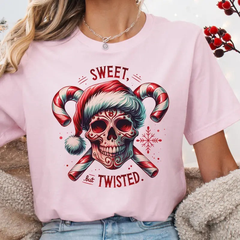 Sweet but Twisted Santa Skull Tee Christmas Candy Cane Skull Sweathirt Rocker Sweet but Twisted Sugar Skull T-Shirt...