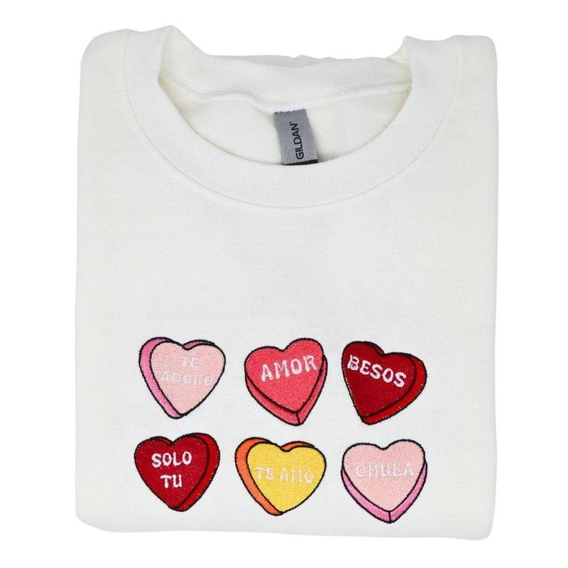 Sweeter Together: Candy Hearts Embroidered Sweatshirt Collection Comfort Fashion T-Shirts, Hoodie | HypeCrazeTee.com