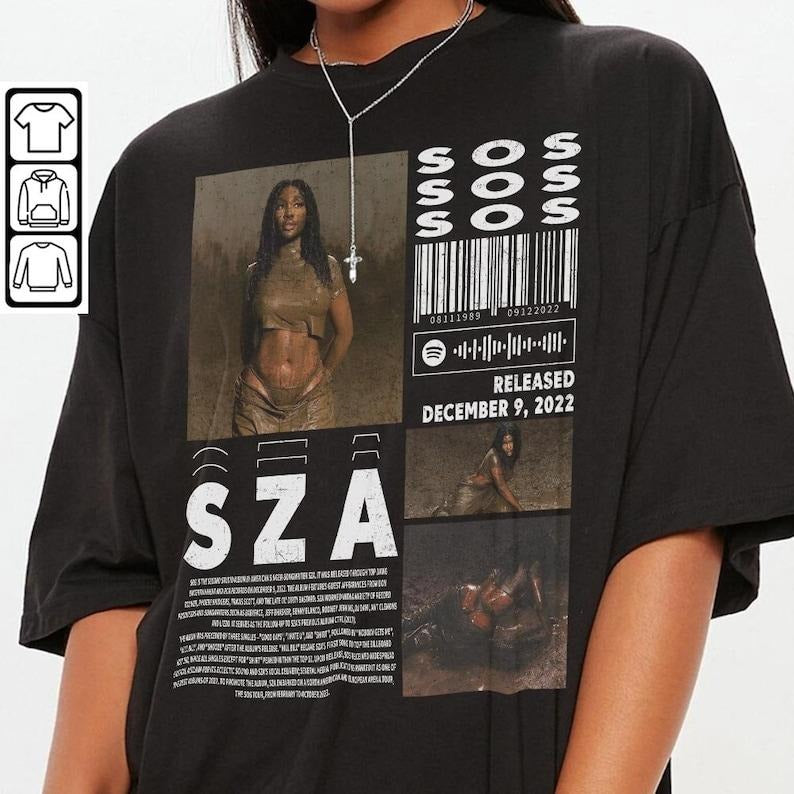 Sza Music Merch Shirt, Sza Sos Album 90s Tee, Sza Tour Rapper GiftInspired Sweatshirt Hoodie | HypeCrazeTee.com