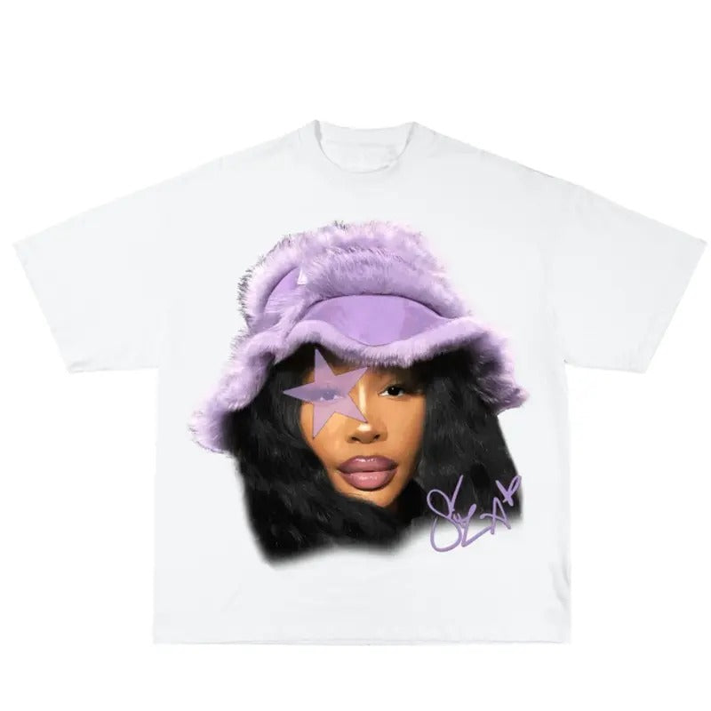 Sza Purple Rap Star Graphi Rap Tee Shirt Crewneck Streetwear Hoodie, Sweatshirt | HypeCrazeTee.com