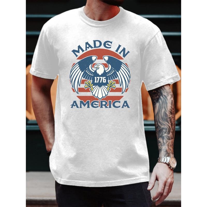 T - Shirt Emphasizing American Craftsmanship: 'Made in 1776 America' Design with Eagle Graphic for a Patriotic Vibe...