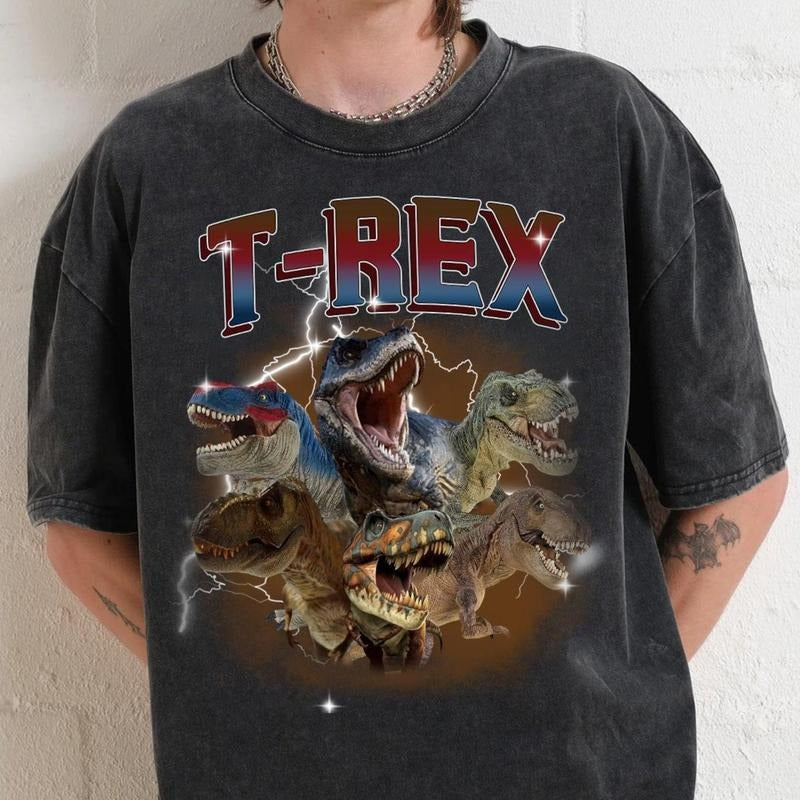 T Rex Acid Washed Tee, Washed Retro 2000s Nature Shirt, Retro Jurassic Shirt, Vintage Dinosaur Graphic T-Shirt, 90s Style...