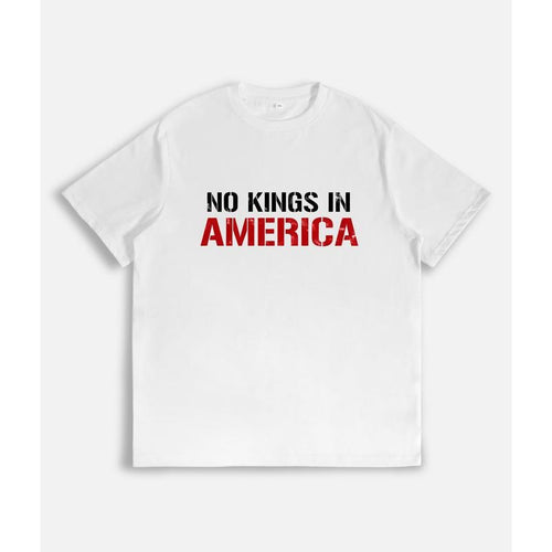 T-Shirt with "NO KINGS IN AMERICA" Bold Slogan Print Hoodie, Sweatshirt | HypeCrazeTee.com