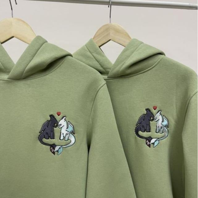 T00thless and Light Fury Embroidered Sweatshirt, Couple Matching Embroidered Shirt, Couple Shirt Hoodie | HypeCrazeTee.com