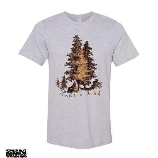 TAKE A HIKE adventure Unisex mens women's T-Shirt custom color printed tee hiking camping travel national park forest...