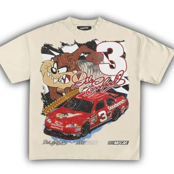 TASMANIAN DEVIL DALE EARNHARDT NASCAR TEE, Graphic Tee Tshirts Round Neck Top Womenswear Streetwear Y2K Oversize Casual...