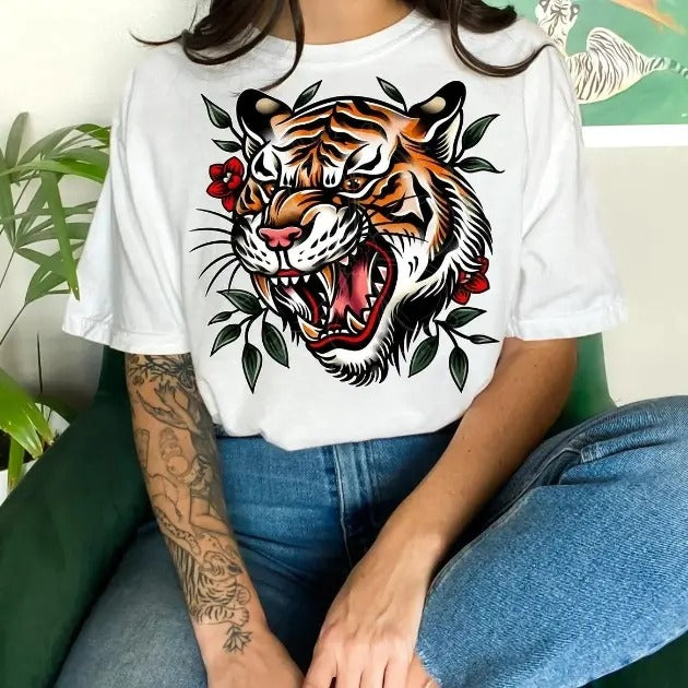 TATTOO STYLE TIGER DTF Transfers - THIS IS NOT A SHIRT Hoodie, Sweatshirt | HypeCrazeTee.com