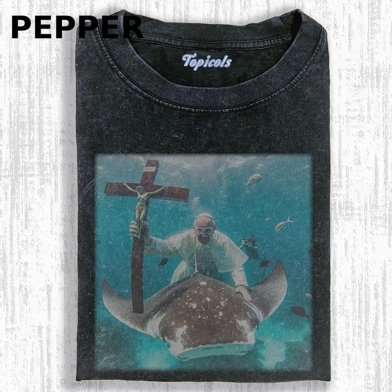 THE CRAZY POPE FUNNY T-SHIRT, Movies Tee, Unisex Meme Cringe Funny Dumb Shirt, Menswear Womenswear Streetwear Cotton...