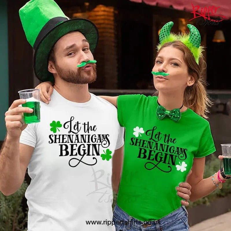 TSHIRT Happy Saint Patrick's Day Shirt -Let the Shenanigans Begin