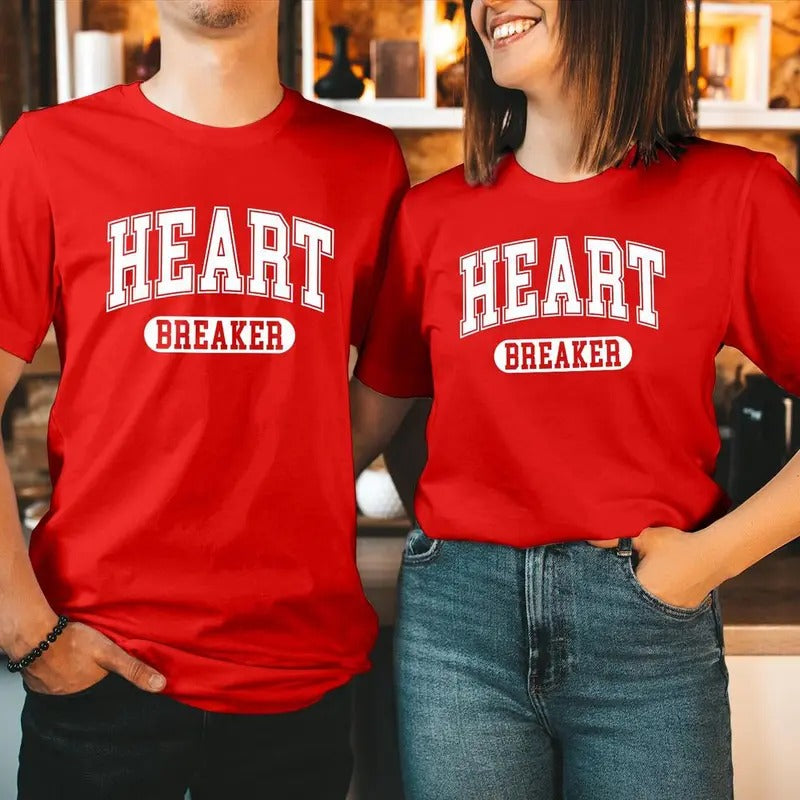 TSHIRT Heart Breaker Valentine's Day Heart T-Shirt Love Sweet Boyfriend Girlfriend Funny Men Women Couple Matching Gift T...