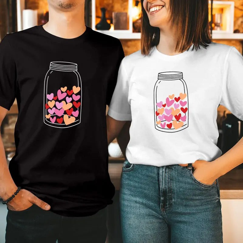 TSHIRT MASON Jar HEART Valentine's Day T-Shirt Happy Valentines Boyfriend Girlfriend Funny Men Women Couple Matching Gift...