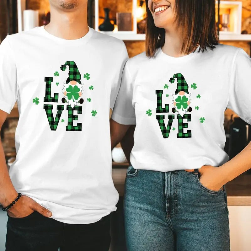 TSHIRT (186) BUFFALO PALID Love Gnome St Patricks Day T-Shirt Happy Saint Patrick's Day Funny Irish Shamrock Men Women...