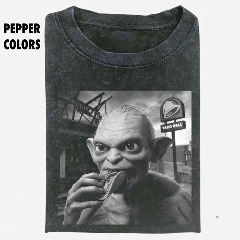Taco Bell Gollum V2 Print Cotton T-shirt, The Lord Of The Rings T-shirt, Movie Gifts For Men's Women's, Top Menswear...