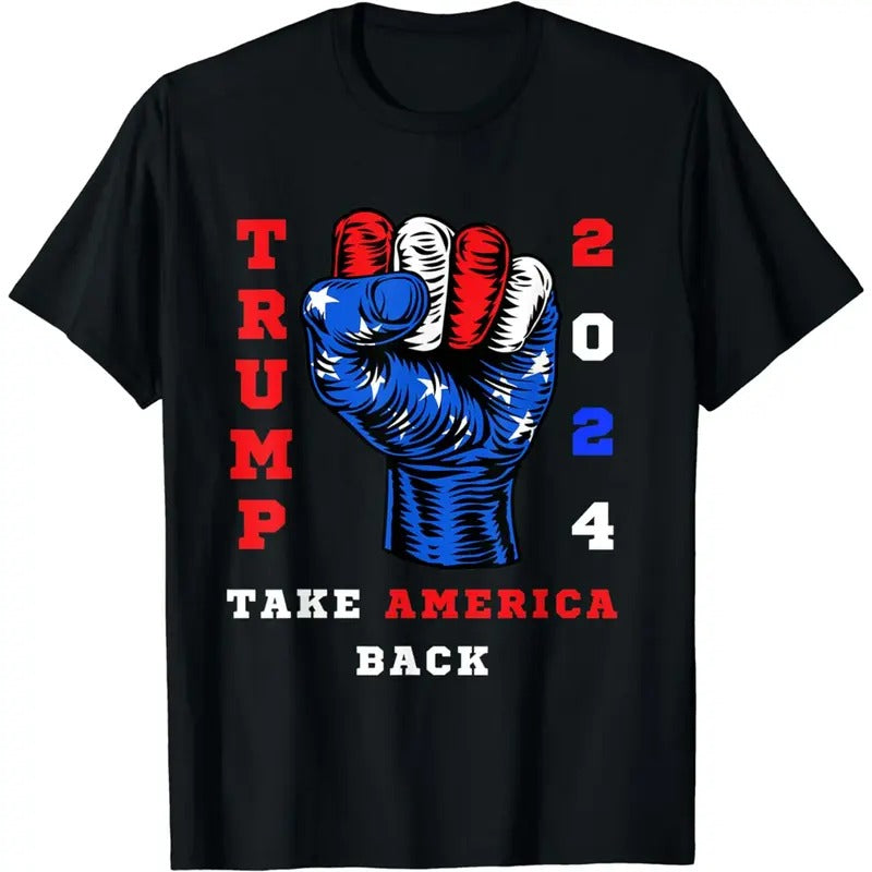 Take America Back Trump 2024 MAGA Patriotic Tee T-Shirt Graphic Tee Tops Underwear Crewneck Menswear T Shirt Hoodie,...