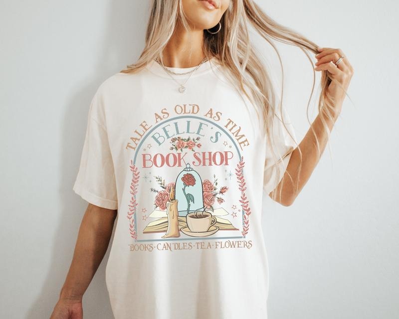 Tale As Old As Time Shirt, Belle's Book Shop Graphic Tee, Trendy Beauty And The Beast Shirt, Retro Magic Kingdom Shirt...