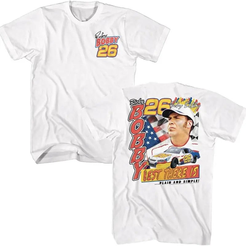 Talladega Nights Ricky Bobby Best There is Front & Back Print Mens White Short Sleeve T Shirt Vintage Graphic Tee...