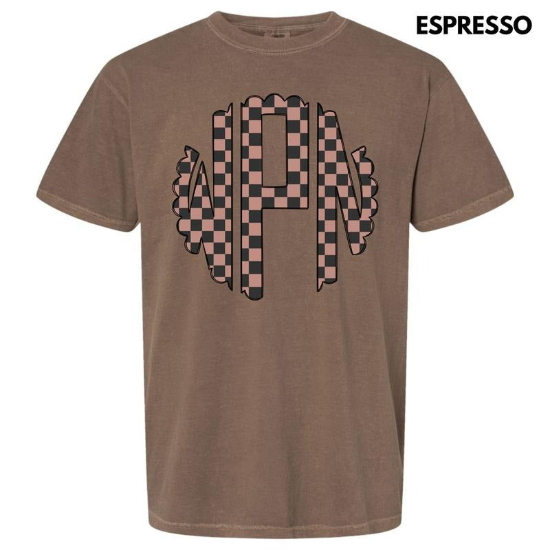 Tan Checker Monogram Comfort Colors T-Shirt 'NLB' Hoodie, Sweatshirt | HypeCrazeTee.com