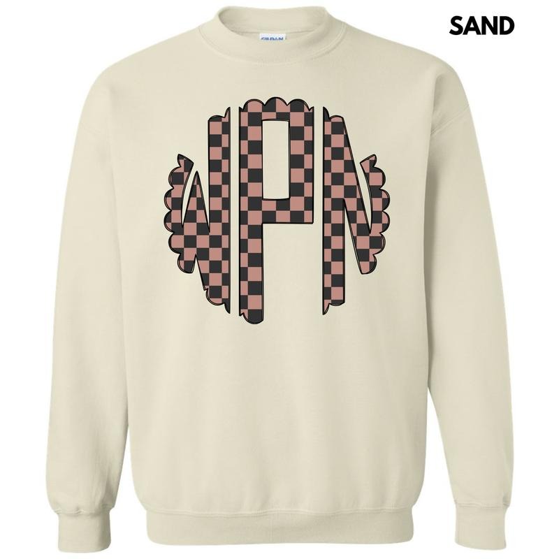 Tan Checker Monogram Sweatshirt 'NLB' T-Shirts, Hoodie | HypeCrazeTee.com