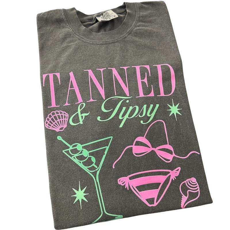 Tanned & Tipsy Comfort Colors T-Shirt Hoodie, Sweatshirt | HypeCrazeTee.com