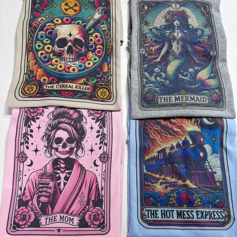 Tarot Card T-Shirts - Print is Sublimation, Unisex T-Shirt, Funny Tee, Funny Apparel, Gift Idea, Relaxed Fit, Comfortable...