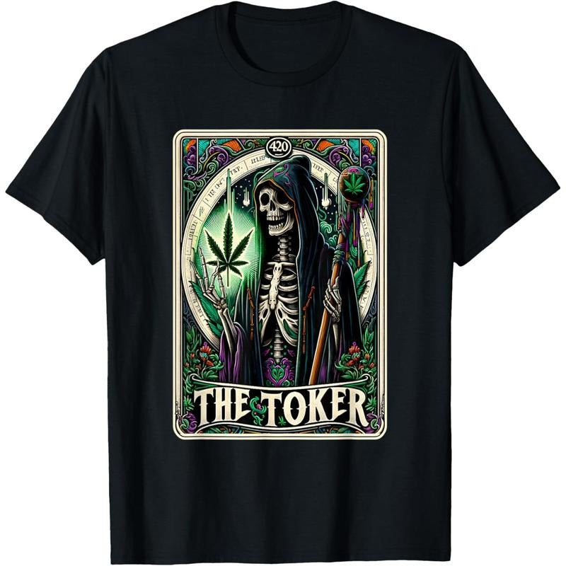 Tarot Card The Toker Cannabis Skeleton Stoner Weed Goth T-Shirt Made In USA Hoodie, Sweatshirt | HypeCrazeTee.com