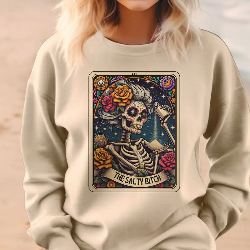 Tarot Sweatshirt The Teacher Tarot Hoodie The Salty Pullover The Runner Skeleton Sweatshirt Anti Social Butterly Pullover...
