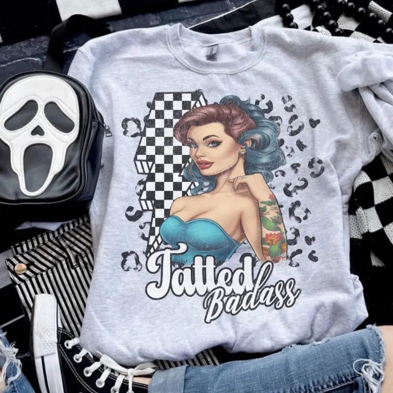 Tatted Badas$ Ash Grey Sublimation Funny T-Shirts, Hoodie, Sweatshirt