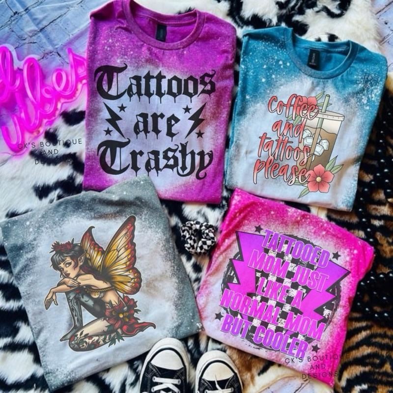 Tattoo Shirt Shirts Bleached Shirt Gildan Tattoo Mama Summer Shirts Tattoos Are Trashy T-Shirts, Hoodie, Sweatshirt