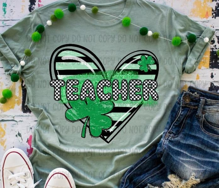 Teacher Clover Heart DTF Transfers - THIS IS NOT A SHIRT Hoodie, Sweatshirt | HypeCrazeTee.com