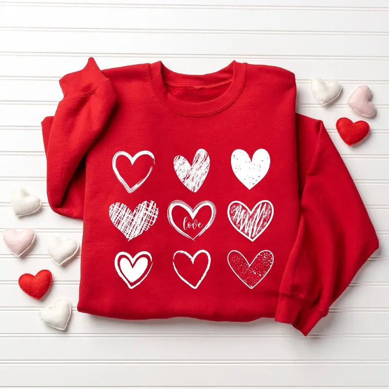 Teacher Hearts Sweatshirt for Women, Cute Love Sweatshirt, Teacher Valentine Shirt - Cotton, Fabric Hoodie | HypeCrazeTee.com