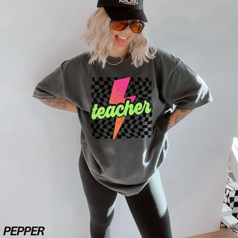 Teacher Shirt Retro Teacher Shirt Lightning Bolt Teacher Back School Shirt Teacher Appreciation T-Shirts, Hoodie, Sweatshirt