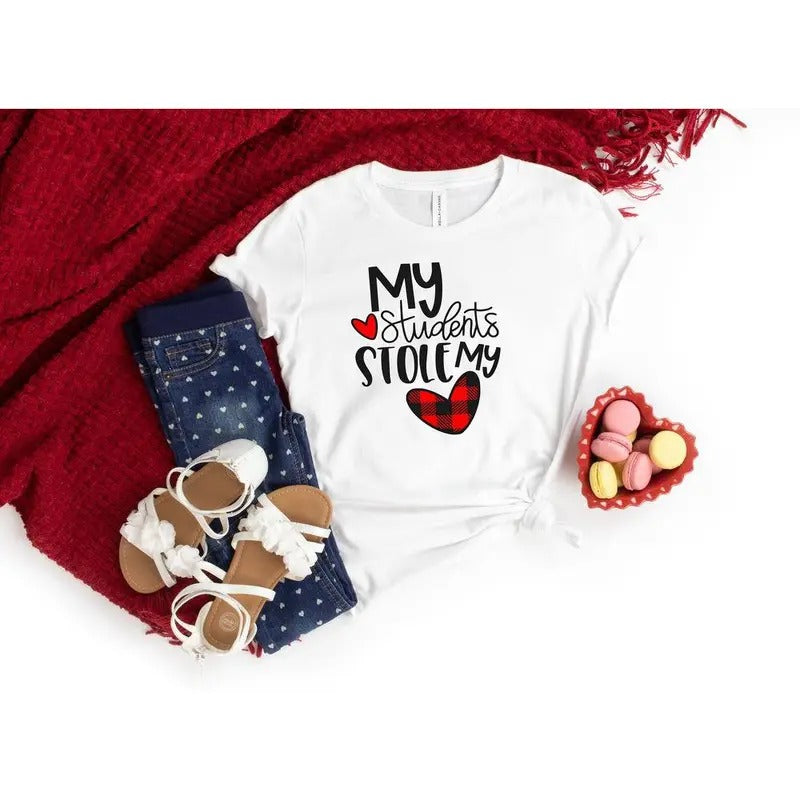 Teacher Shirt,Buffalo Plaid Valentines Day Shirts For Woman,Hand Lettered shirt,Cute Valentine Shirt,Valentines Day...