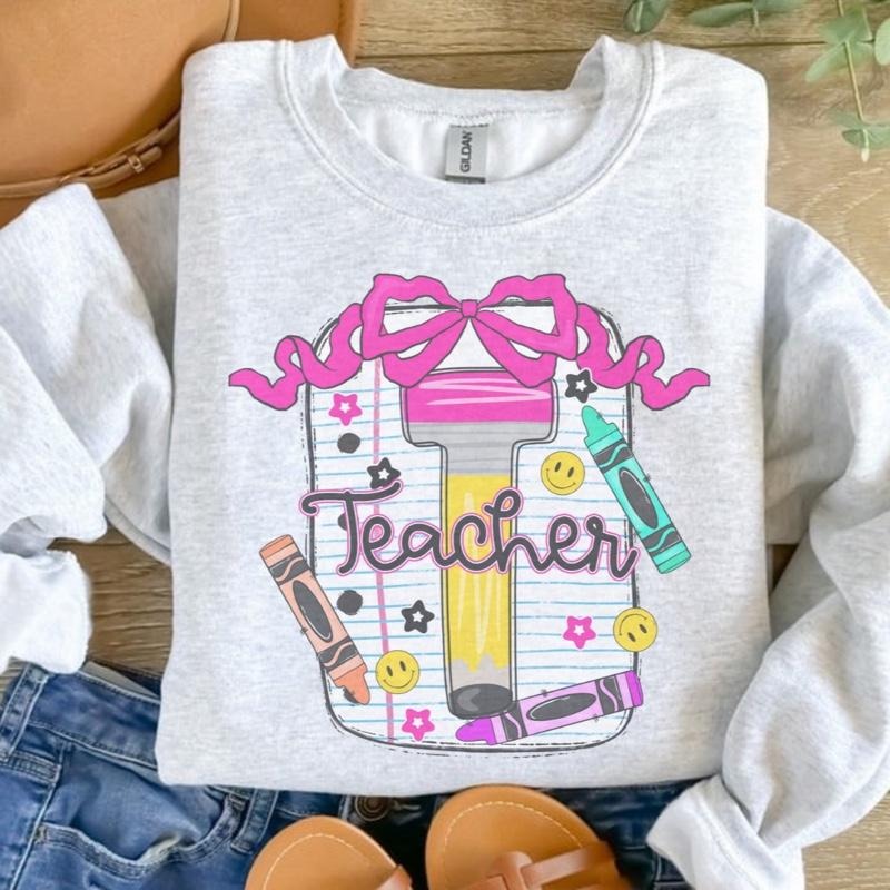 Teacher T Pencil On Paper Sweatshirt - Ash Grey - Teacher -  Soft - Sublimated Design T-Shirts, Hoodie | HypeCrazeTee.com