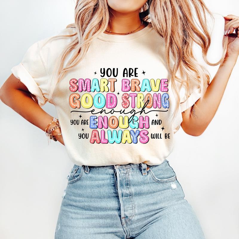 Teacher T-Shirt, Positive Affirmations, Teacher Quotes, Bright Doodle, Mental Health T-Shirt, Inspirational, Motivational...