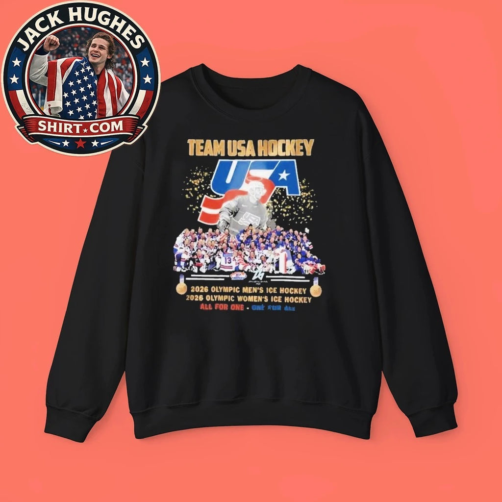Team Usa Hockey 2026 Olympic Mens And Womens All For One One For All Logo T-Shirt