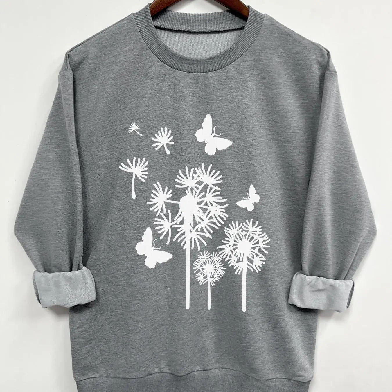 Teen Girl'S Flower Print Crew Neck Casual Long Sleeve Daily All Seasons T-Shirts, Hoodie, Sweatshirt