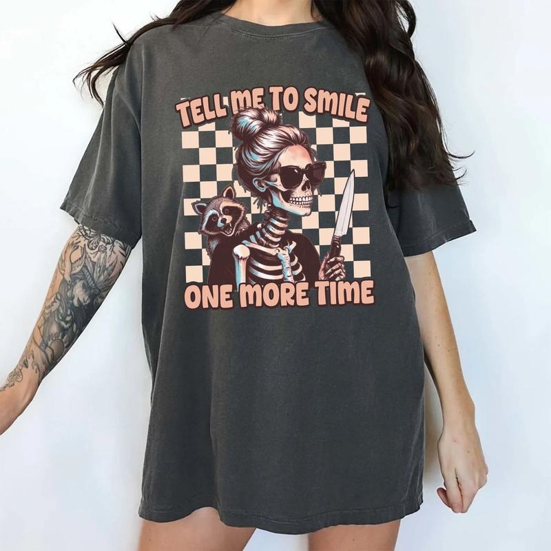 Tell Me To Smile One More Time Comfort Colors Shirt, Funny Adult Clothing, Retro Housewife Graphic Tee, Adult Humor...