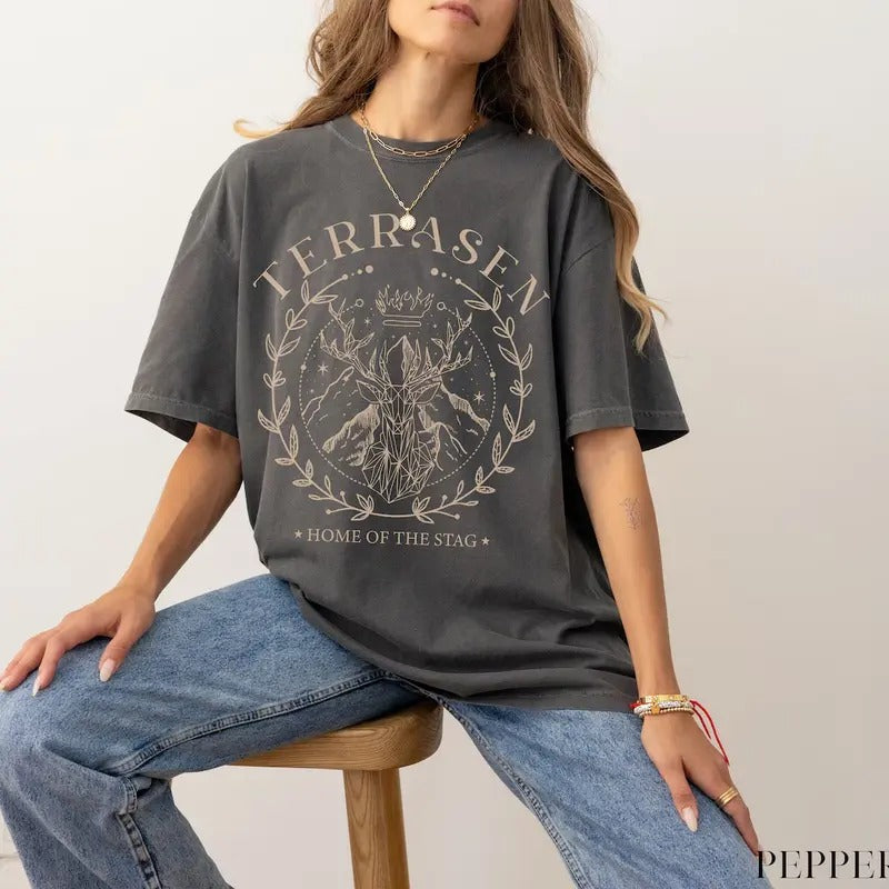 Terrasen Home of Stag, Fireheart Comfort Colors Shirt, Throne of Glass, Throne of Glass Merch, Throne of Glass...