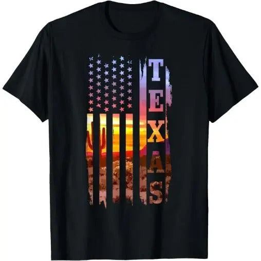 Texas American Flag Pride Landscape Cactus Patriotic Gift T-Shirt Made in USA Hoodie, Sweatshirt | HypeCrazeTee.com