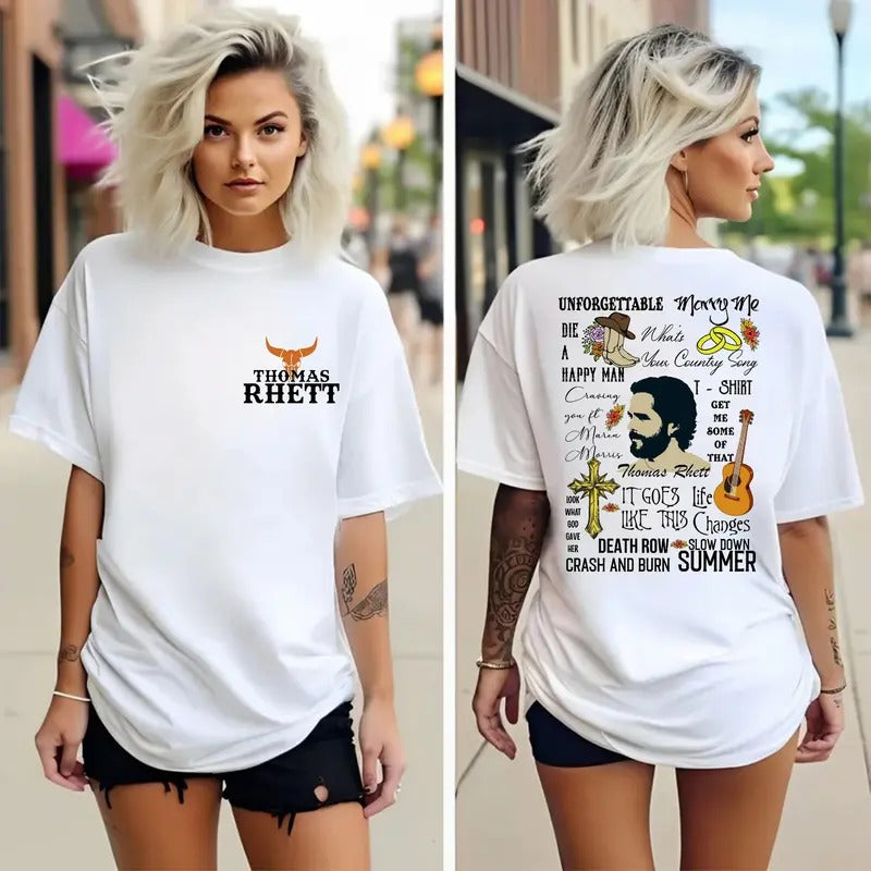 Th0mas Rheett 2 Sides T Shirt, Country Music Shirt, Western Vibe, Concert Tour Outfit, Unisex Short Sleeve Tee Shirt,...