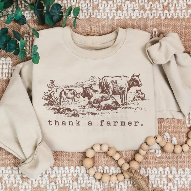 Thank A Farmer Sweatshirt, western clothing hoodies, western outfits women, western tops T-Shirts | HypeCrazeTee.com