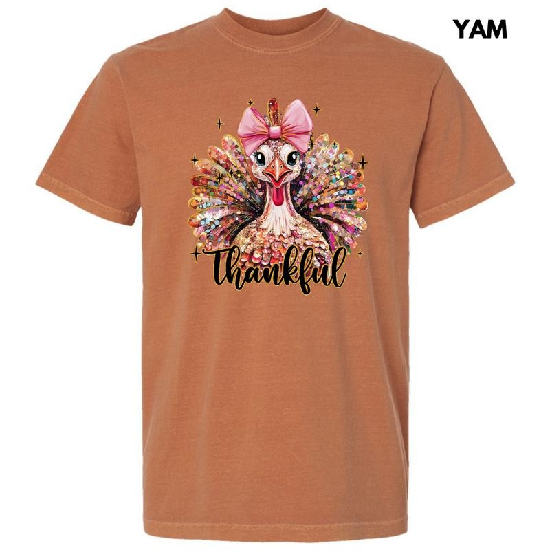 Thankful Glitter Turkey Comfort Colors T-Shirt 'NLB' Hoodie, Sweatshirt | HypeCrazeTee.com