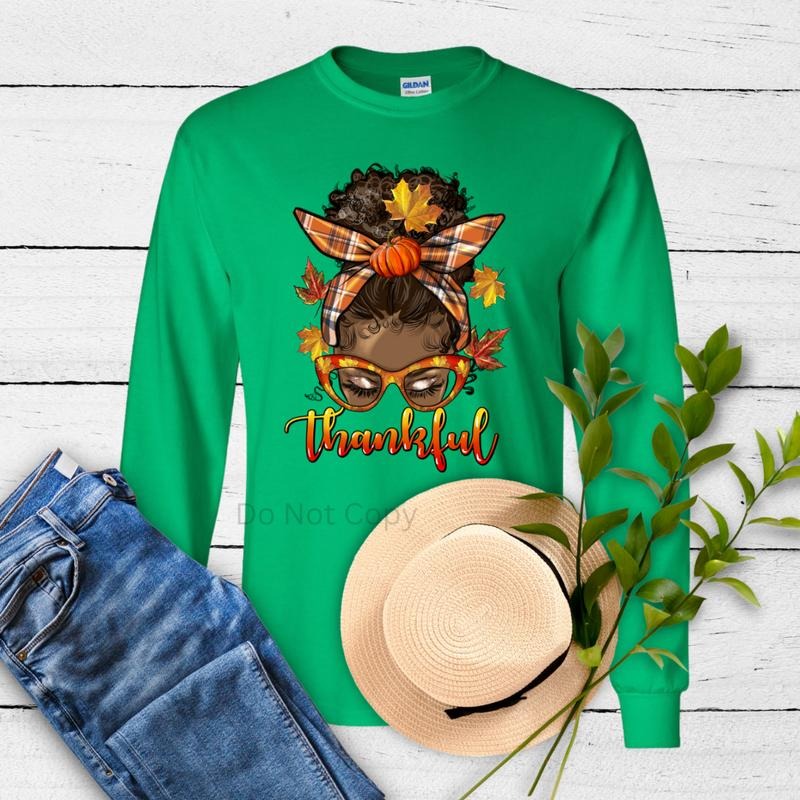 Thankful Long Sleeve Graphic Tee Shirt Cotton Crew Neck Adult Size Hoodie, Sweatshirt | HypeCrazeTee.com