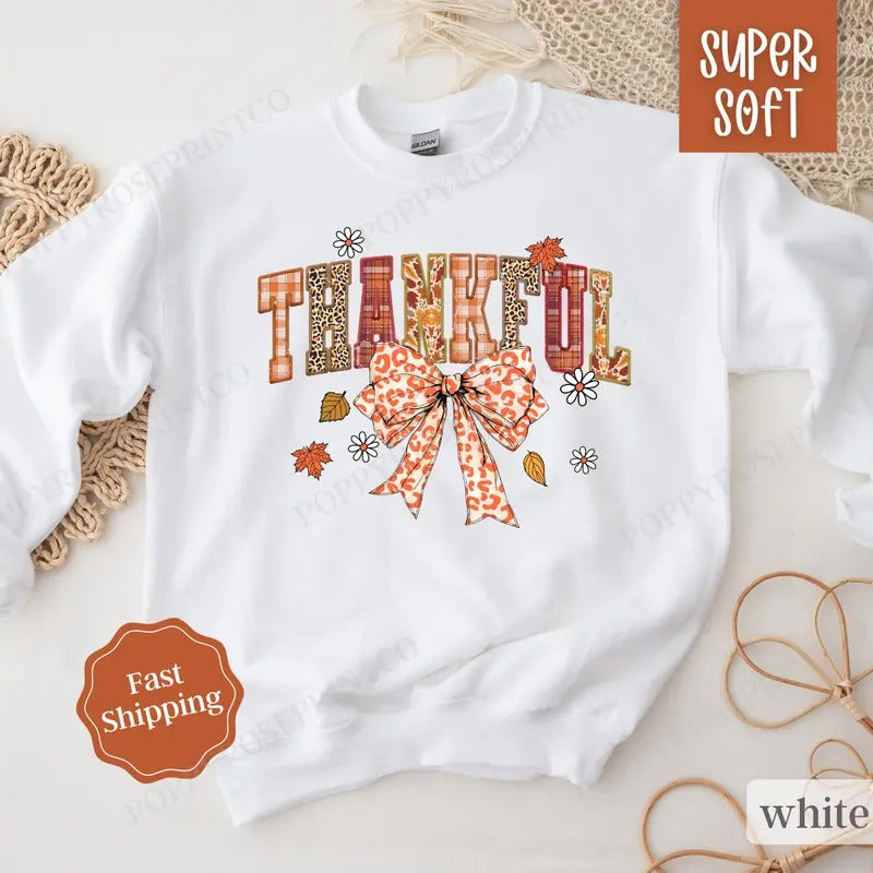 Thankful Sweatshirt, Thanksgiving Sweater, Pumpkin Season Sweater, Comfy Fall Sweatshirt for Women T-Shirts, Hoodie