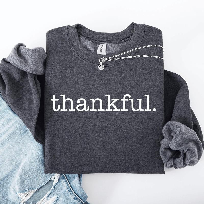 Thankful, Minimalist, Thanksgiving, Autumn, Fall Sweatshirt T-Shirts, Hoodie | HypeCrazeTee.com