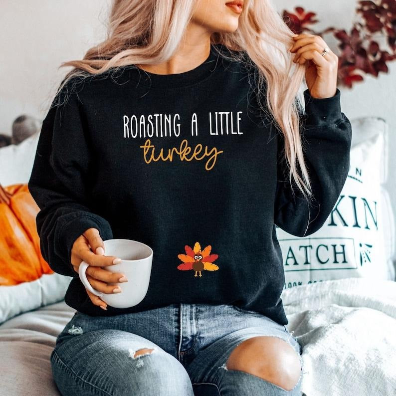 Thanksgiving Fall Pregnancy Announcement Funny Pregnancy Reveal Shirt Mom Be Cute Turkey ; Cotton Polyester T-Shirts, Hoodie, Sweatshirt